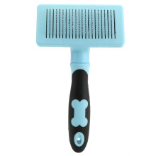 Escova autolimpante para higiene de animais de estimação, com cabo ergonômico e antiderrapante, ideal para cães e gatos. Promove o carinho e a