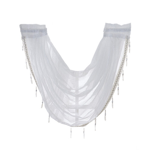 Contemporary Sheer Curtains Silver Detailing Soft Light-White