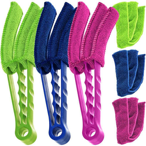 Shutter Cleaner Brush, Hand-held Duster For Multiple Usage Cleaning, Detachable And Machine Washable Microfiber Sleeves (3PCS)
