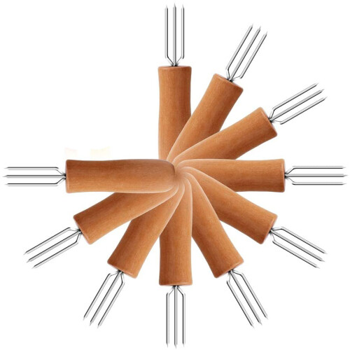 Corn Holders, Dishwasher Safe, Effortless Insertion Stainless Steel Corn Cob Holders with Wooden Handle, Versatile Tableware for Corn and More