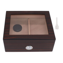 Premium Cigar Storage, Handcrafted Spanish Cedar Cigar Humidor with Good Sealing Ball Bearing Lid, Elegant Glass Top Humidor for Approximately 50 Ciga