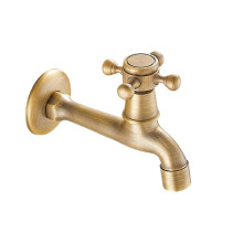 Solid Brass Wall Mount Faucet, Vintage Design Cold Water Tap with Single Handle Control for Sink Mop Pool Bathtub, Easy Installation Corrosion Resista