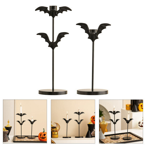 Halloween Decorative Iron Bat Candle Holders Taper-L 2