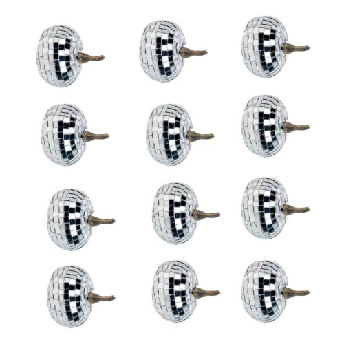 Set Of 12 Shimmering Silver Artificial Pumpkins Multipurpose