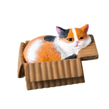 Delicate harsen katten sculptuur in doos handbeschilderd- 3