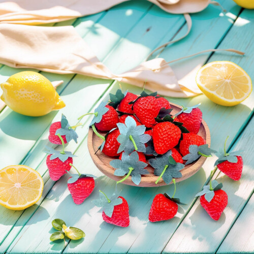10pcs Artificial Strawberry Replicas Plastic Fruit Ornament 1