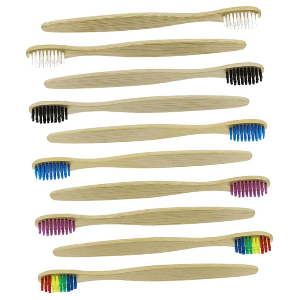 10 pieces toothbrushes with bristles for hotel and travel, durable and ergonomic, suitable for adults and families.