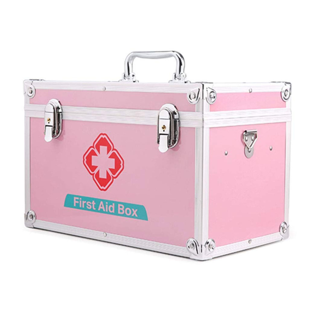 Lockable Medical First Aid Kit Storage Box Case Medical Survival Emergency Kit Bag (Size: 12in)