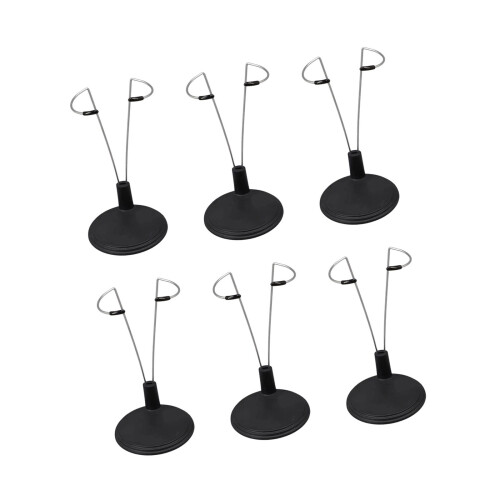 Pack Of 6 Metal Doll Display Stands Secure Support Base-Black