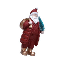 Figurine de père Noël en résine, statues-Vêtements rouges tenant