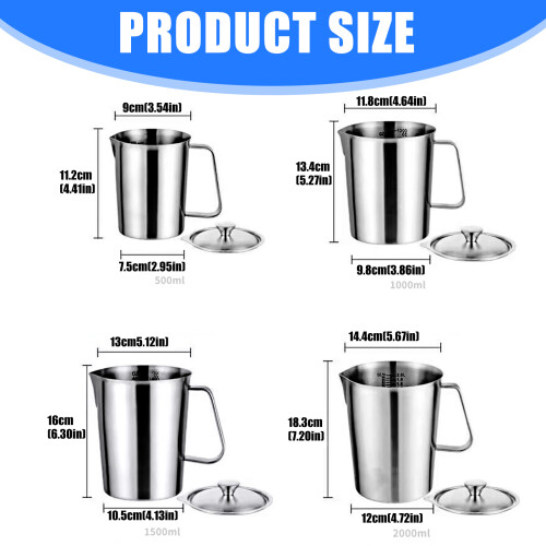 Rustproof Nonrust Steel Kitchen Scale Cup With Spill-1000ml 2