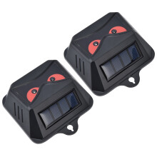 2 Stück Solar Tiervertreiber mit rotem LED-Blitz, wasserdichtes ABS, 8,5 cm, schwarz