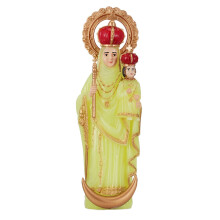 Statue de personnage religieux tenant les figurines du-Lumineux.