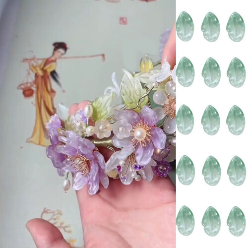 50 Pcs Gradient Glass Petals Art Supplies-Sky blue gradient 1