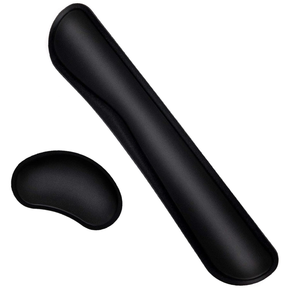 Ergonomic Memory Foam Wrist Rest Set For Computer Keyboard And Mouse, Typing Pain Relief, 46X8.5x2.5cm Keyboard & 13.5X8x2.5cm Mouse Pads, Black 9128293376167