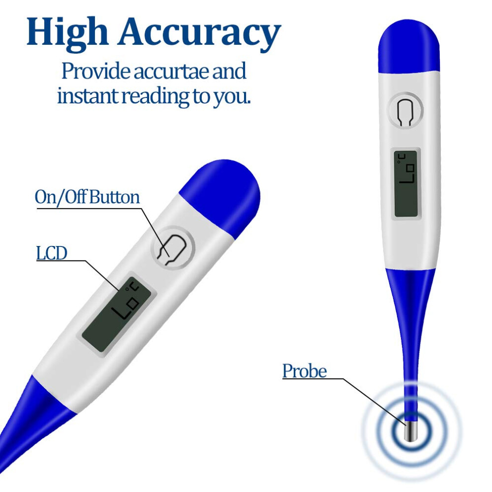 Fever Indicator Thermometer: Oral Use, Clinically Tested, Soft Silicone Tip, Waterproof Tip