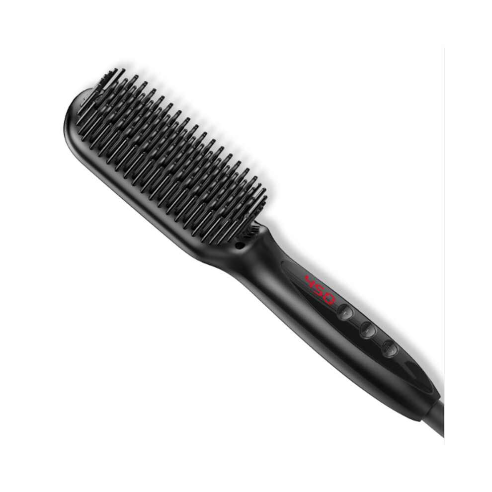 Nano Chip Technology Heat Brush Straightener for Women, Ionic Straightening Brush Waterproof Curved Design Negative Ion Design Flat Iron Comb, 1-2