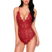 Damen-Body, Dessous, Body mit Druckknöpfen im Schritt, bügellose Cups mit verstellbaren, gekreuzten Trägern, dehnbarem floralem Spitzenstoff,