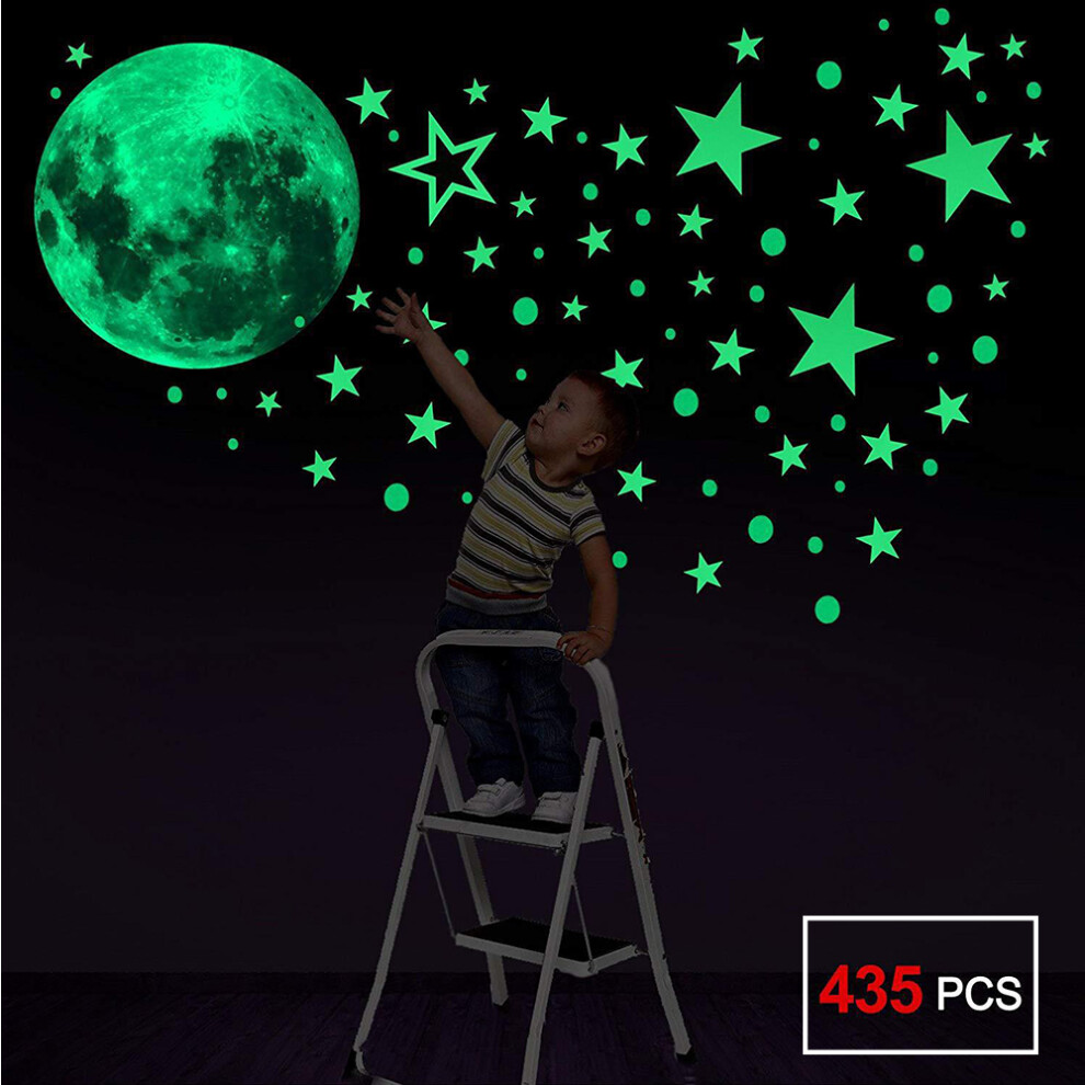 Glow In The Stars Wall Stickers, Eco-Friendly Photoluminescent Pvc For Kids Room Decor, Starry Night Sky For Bedroom, Playroom, Classroom (435 Pi Dark