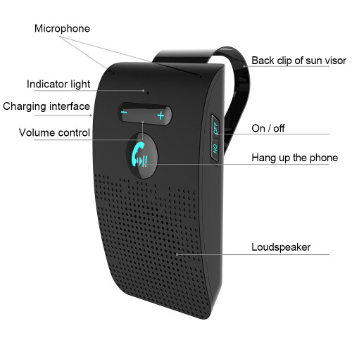 Handsfree Car Speaker with Bluetooth Range Vibration Sensor Automatic Answering Noise Reduction Navigation Reminder Broadcast for Smartphones Tablets 2