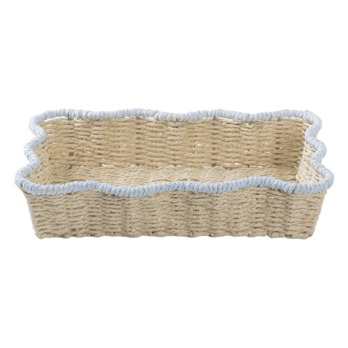 Breathable Paper Weave Decorative Basket Organizer For-Blue