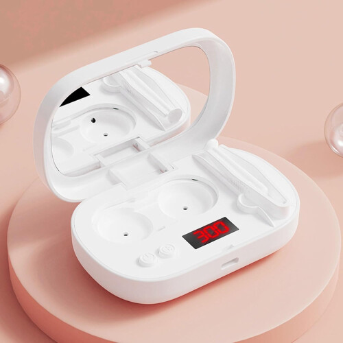 Ultrasonic Lens Cleaner  Portable Smart Cleaning Case with Solution White 1