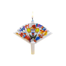 Fanshaped Clown Birthday Candle, Reusable, Novelty Fan Birthday Candle, Funny Cake Arrangement Party Candles Unj463 (White, 14.7 x 1.7 cm)