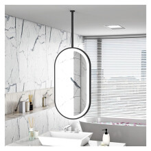 Ceiling Hanging Mirror,Iron Oval Shaving Mirror,Illuminated Decorative,for Entrance Hotel Bathroom Toilet(Black,40x100cm) 100L x 40W cm Black