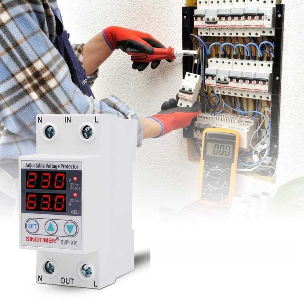 Svp916 Adjustable Voltage Surge Protector 40A/63A/80A Over Current Protection Realmonitoring Auto Recovery 230Vac 9426802323580