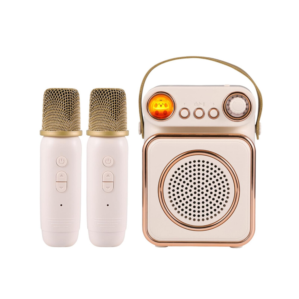 Karaoke Machine Wireless Microphone Set KTV  Speaker with  Microphone, Rechargeable LED Night Light for Party (Beige)-image-OPC-PP6V779-NEW