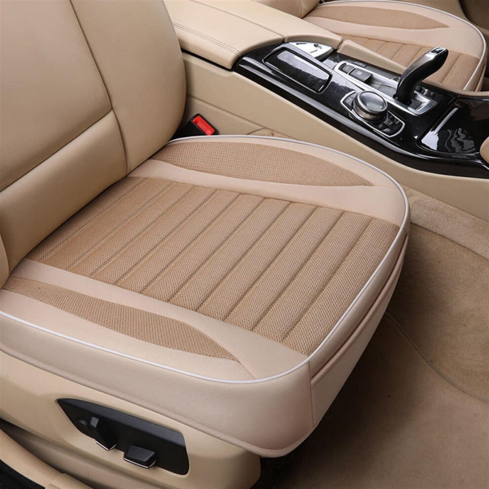 Flax Car Seat Cover Protector Front And Rear Seat Back Breathable Cushion Pad Mat For Truck Suv Van 1Pc Front Beige 9426802323757