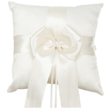 Wedding Ring Pillow Ring Bearer Pillow Simple Big Bow Satin 8x8in Bridal Holder For Wedding Party
