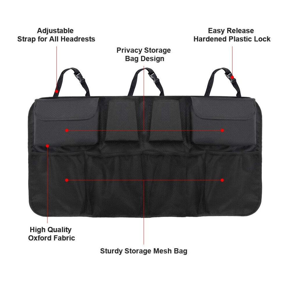Backseat Trunk Organizer Extra Large, Your Ultimate Space-Saving Cargo Storage Solution With Reinforced Base Plates & Strong Side Walls, Fits All 9405630116250