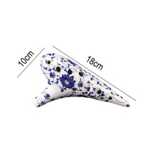 Cultural Ocarina with Hand Painted Blue and White Porcelain, 12 Hole Alto C Ocarina for Beginners, Durable Clay Ocarina with Ergonomic Design,