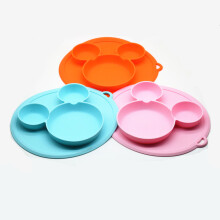 Piatto in silicone per lo svezzamento guidato dal bambino, facile da pulire, con base antiscivolo a ventosa, in silicone alimentare di alta qualità