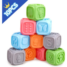Empilhar e ranger é muito divertido com blocos de construção de resina natural. Feitos de silicone seguro para contato com alimentos, são fáceis