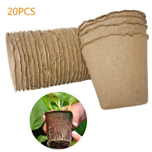 Green Gardener's Delight, Compostable Seed Starter Pots for Seedlings, Enhanced Aeration and Biodegradability, Natural Fibre 8x8Cm Pots (Set of 20)