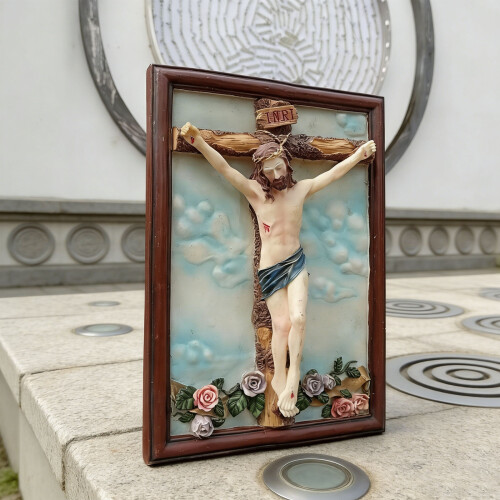 Jesuses Christ Statue with Frame Jesuses Crucifix Figurines 2