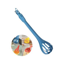 Ruimtebesparend 2 in 1 eieren Garde en tang Plastic-Blauw
