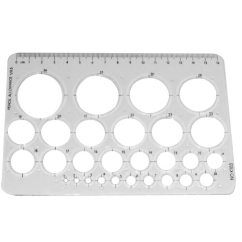 1mm36mm Circle Stencil Reusable Plastic Ruler for Drawing Templates 1 Piece Clear