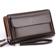 PPGE Men's Leather Wrist Bag Wallet Men's Bag Business Clutch Business Handbag Clutch Bag Large Money RSE Cards Clutch Bag for Men Black Brown Brown