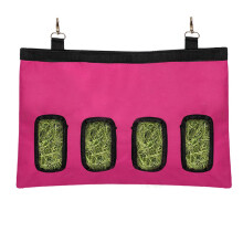 Rabbit Hay Feeder Bag Guinea Pig Hanging Hay Pig Hay Feeder Storage Automatic Feeder Bag Hanging Feeding Hay with 4 Holes for Small Pets (Rose Red)