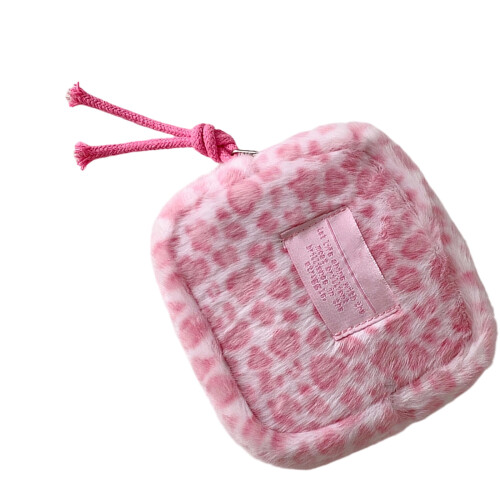 Leopard Print Plush Organizer Multiple Compartments-Pink