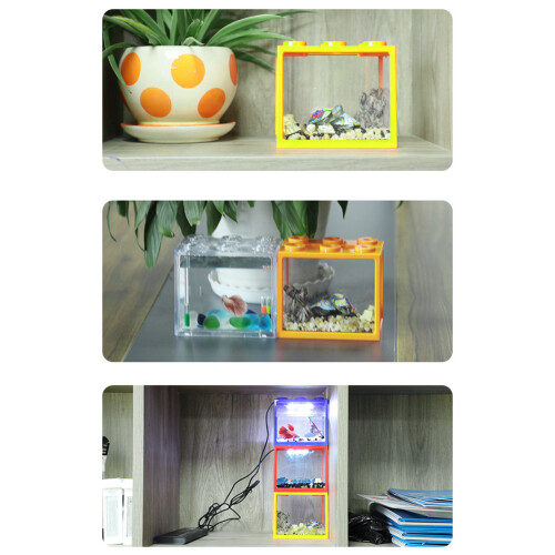 Modern Plastic Stackable Fish Tanks 6 Hole Design Betta-Blue 2