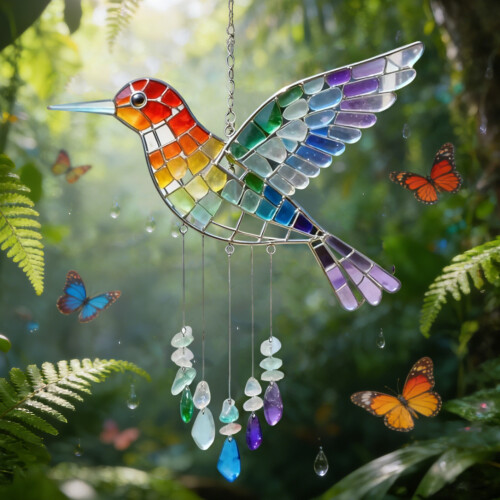 Regenbogen-Windspiele in Vogelform mit reflektierenden 2