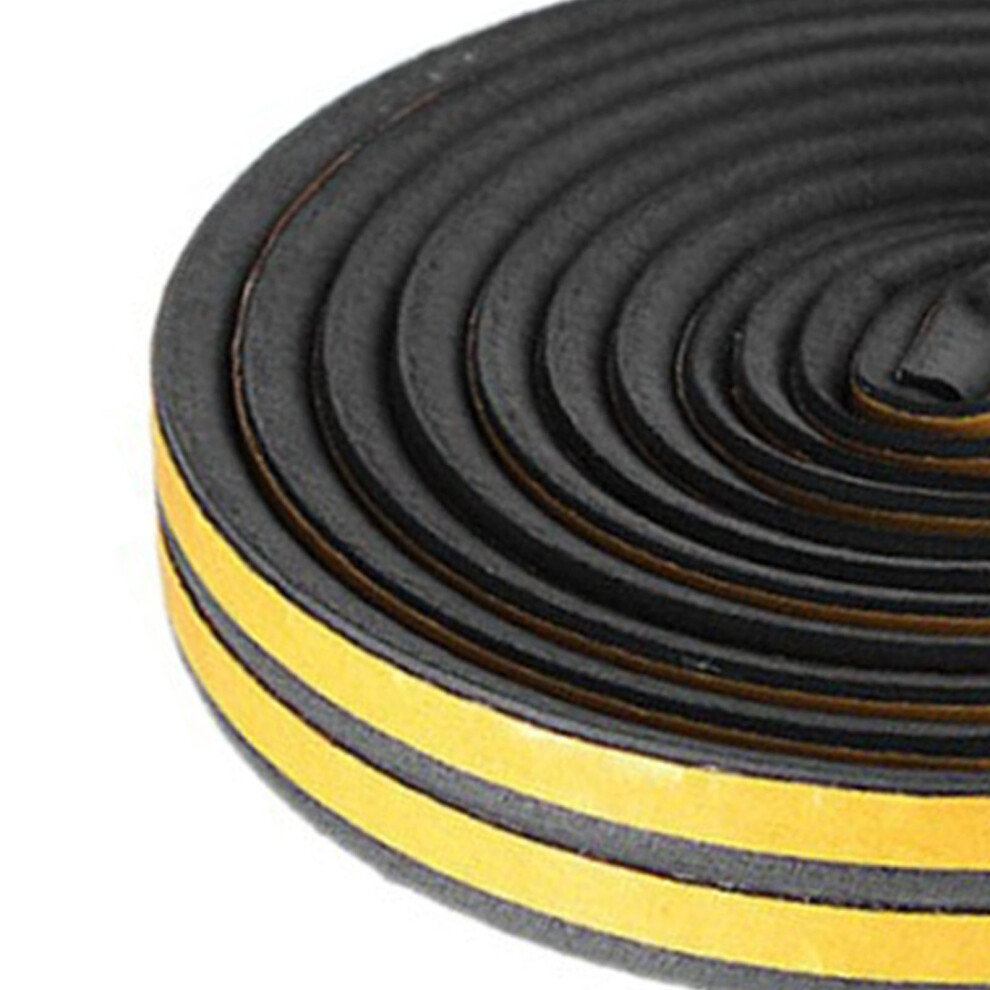 3Pcs Black D-Type Door Window Weather Stripping 0.9X0.6cm 4981372021687