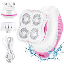 Barbeador elétrico Smooth Glide, design à prova d'água para uso seco e molhado, recarregável com luzes LED integradas.
