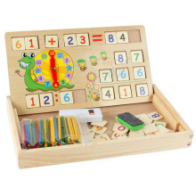 Jucărie educativă pentru învățarea timpurie prin joc, set de jucării pentru inteligență cu puzzle-uri din lemn autocorectabile și blocuri