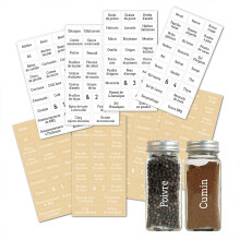 Spice Labels for Glass Spice Jars, Preprinted Minimalist Stickers with Durable Adhesive for Perfect Pantry Organization, 208 Pieces, White & Black