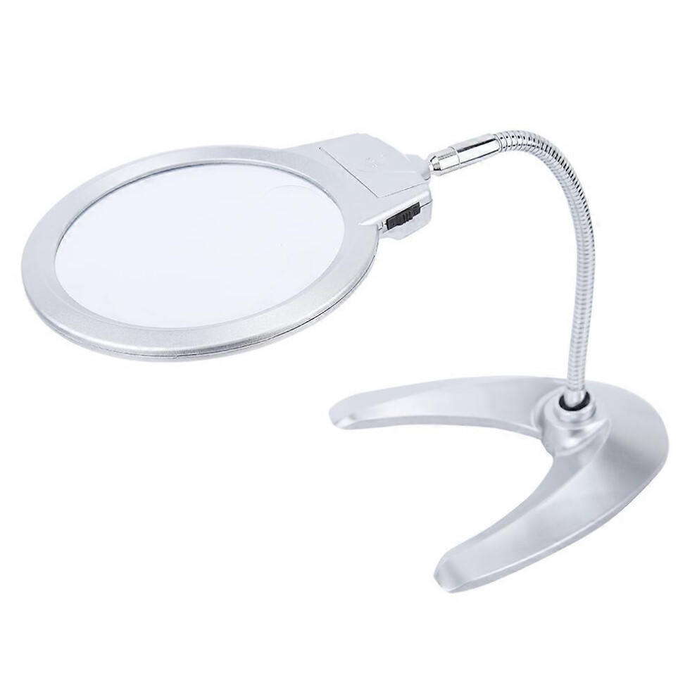 Kikidex Light (As Show, One Size) 2.5X 5X 130Mm Desk Magnifying Glass Magnifier With 2 Led